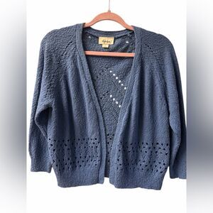 Style & Co. Blue Open Knit Cardigan Sweater Size M